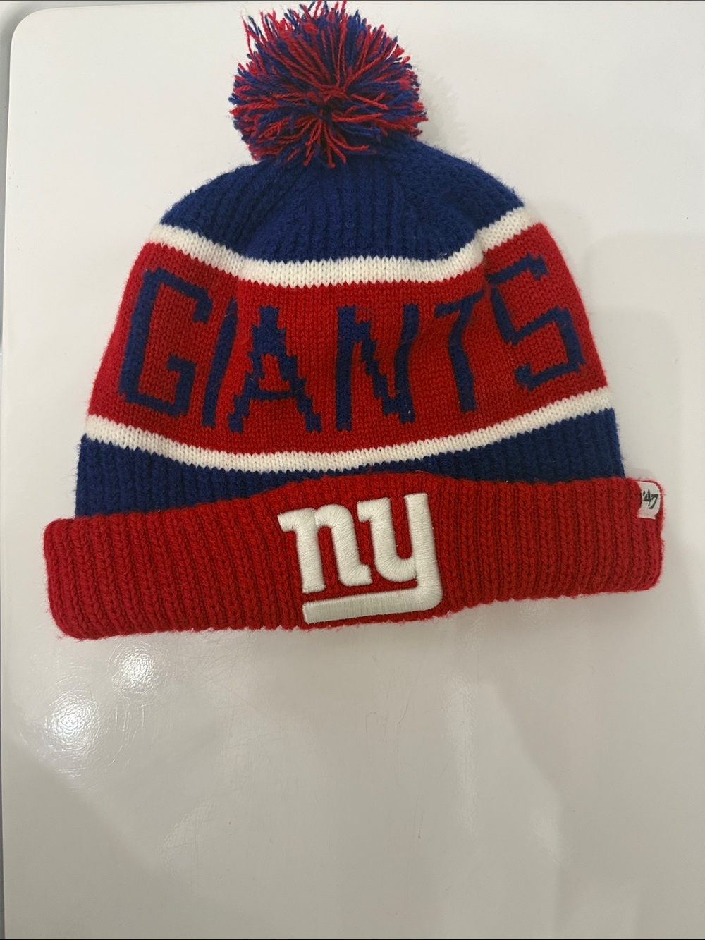 🥳 5 for $25 BUNDLE 47 Brand New York Giants Knit Pom Beanie - Red, Blue & White